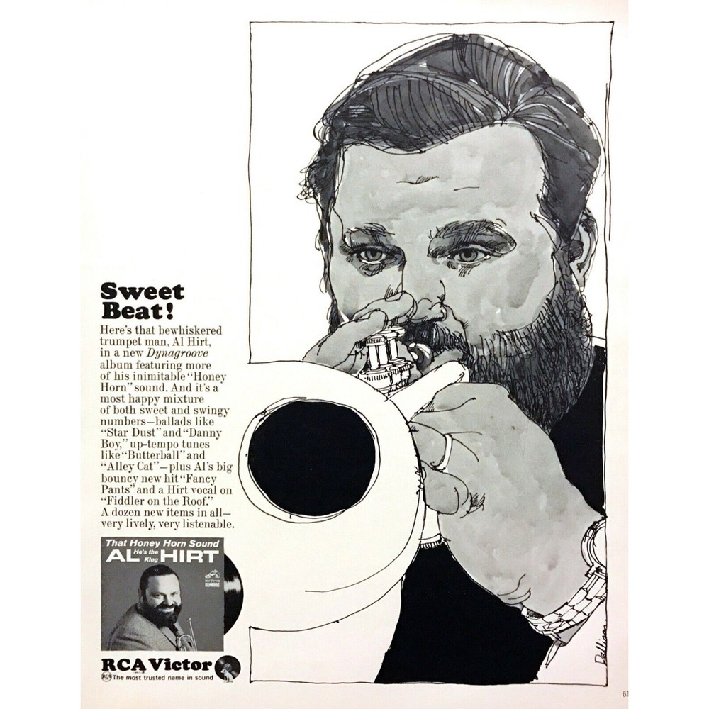 1965 Trumpeter Al Hirt portrait "That Honey Horn Sound" Album Release print ad